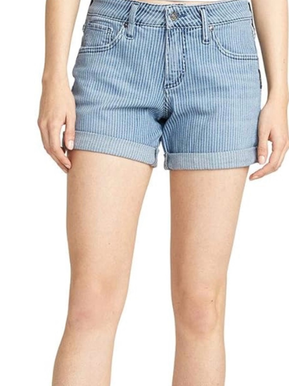 Silver Jeans Co. Boyfriend Mid-rise Shorts Legacy Railroad Stripe